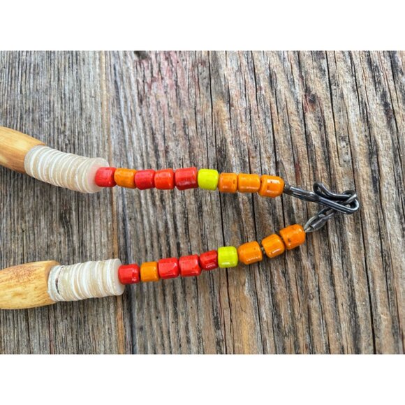 Vintage African Trade Bead Necklace HUGE Clay Beads millefiori Glass Sterling Cl - Picture 5 of 16